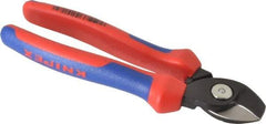 Knipex - 6-1/2" OAL, 12 AWG Capacity, Cable Cutter - 5/8" Jaw Length x 1" Jaw Width, Oval Head, Ergo Dual Component Handle - Benchmark Tooling