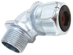 Thomas & Betts - 1/8 to 1/4" Cable Capacity, Liquidtight, Elbow Strain Relief Cord Grip - 3/4 NPT Thread, Iron - Benchmark Tooling