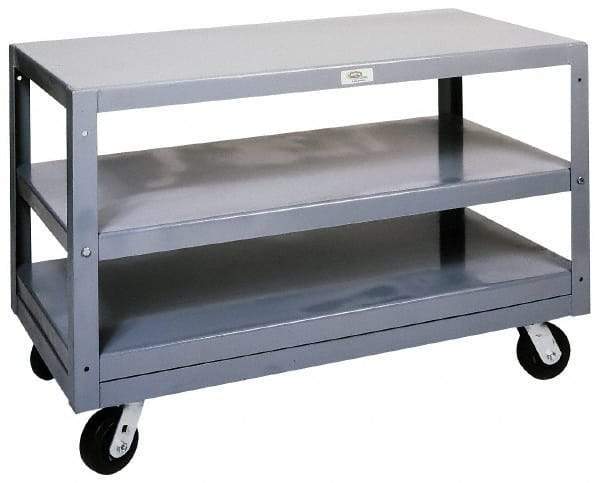 Made in USA - 2,000 Lb Capacity, 30" Wide x 60" Long x 32" High Transport Cart - 1 Shelf, Steel - Benchmark Tooling