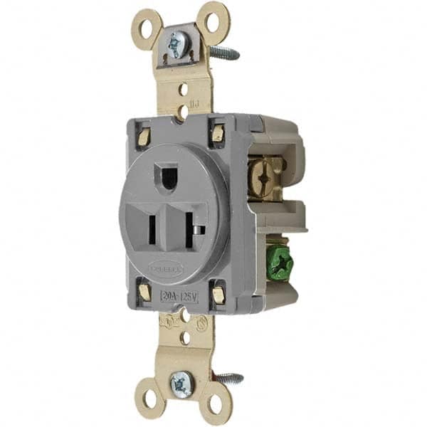 Hubbell Wiring Device-Kellems - 125V 20A NEMA 5-20R Industrial Grade Gray Straight Blade Single Receptacle - Benchmark Tooling