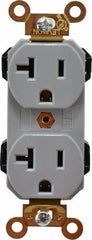 Leviton - 125 VAC, 20 Amp, 5-20R NEMA Configuration, Gray, Industrial Grade, Self Grounding Duplex Receptacle - 1 Phase, 2 Poles, 3 Wire, Flush Mount, Impact and Tamper Resistant - Benchmark Tooling