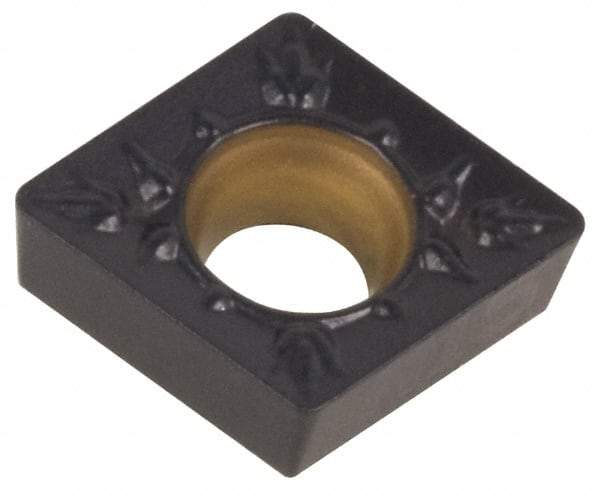 Kennametal - CCMT21.51 MP Grade KCM25 Carbide Turning Insert - TiN/TiCN/Al2O3 Finish, 80° Diamond, 1/4" Inscr Circle, 3/32" Thick, 1/64" Corner Radius - Benchmark Tooling