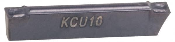Kennametal - 0605A4G GUP Grade KCU25, 6.05mm Cutting Width Carbide Grooving Insert - 4.5mm Max Depth of Cut, Neutral, 0.4mm Corner Radius, AlTiN Finish - Benchmark Tooling