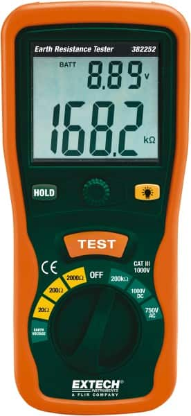 Extech - LCD Display Earth Ground Resistance Tester - AA Battery - Benchmark Tooling