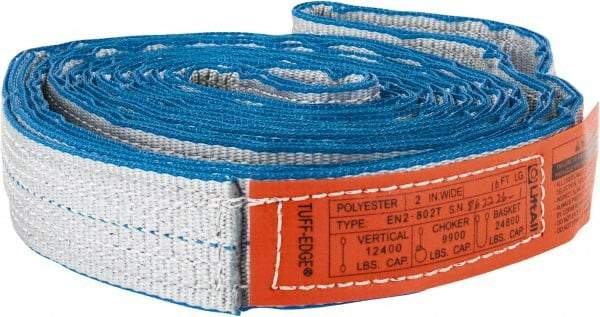 Lift-All - 10' Long x 2" Wide, 12,400 Lb Vertical Capacity, 2 Ply, Nylon Web Sling - 9,900 Lb Choker Capacity - Benchmark Tooling