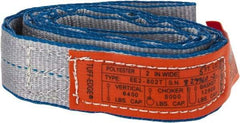 Lift-All - 5' Long x 2" Wide, 6,400 Lb Vertical Capacity, 2 Ply, Polyester Web Sling - 5,000 Lb Choker Capacity - Benchmark Tooling