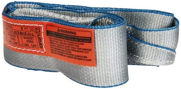 Lift-All - 5' Long x 3" Wide, 4,800 Lb Vertical Capacity, 1 Ply, Polyester Web Sling - 3,800 Lb Choker Capacity - Benchmark Tooling