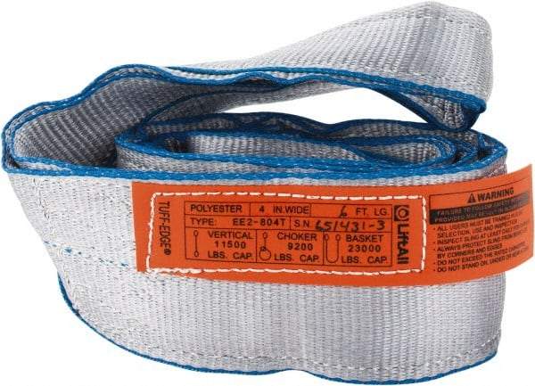 Lift-All - 6' Long x 4" Wide, 11,500 Lb Vertical Capacity, 2 Ply, Polyester Web Sling - 9,200 Lb Choker Capacity - Benchmark Tooling