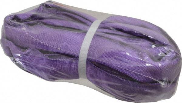 Lift-All - 10' Long x 1" Wide, Polyester Web Sling - 2,100 Lb Choker Capacity, 5/8" Diam Chain, Purple - Benchmark Tooling