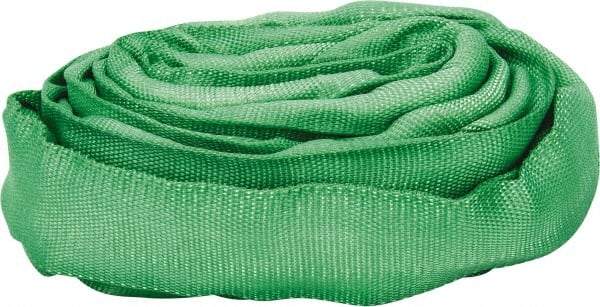 Lift-All - 6' Long x 1-3/8" Wide, 5,300 Lb Vertical Capacity, Polyester Web Sling - 4,200 Lb Choker Capacity, 7/8" Diam Chain, Green - Benchmark Tooling