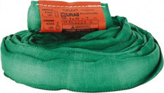 Lift-All - 7' Long x 1-3/8" Wide, Polyester Web Sling - 4,200 Lb Choker Capacity, 7/8" Diam Chain, Green - Benchmark Tooling