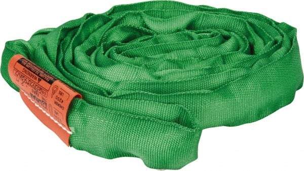 Lift-All - 8' Long x 1-3/8" Wide, Polyester Web Sling - 4,200 Lb Choker Capacity, 7/8" Diam Chain, Green - Benchmark Tooling