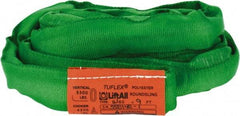 Lift-All - 9' Long x 1-3/8" Wide, Polyester Web Sling - 4,200 Lb Choker Capacity, 7/8" Diam Chain, Green - Benchmark Tooling