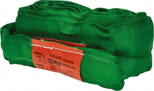 Lift-All - 10' Long x 1-3/8" Wide, Polyester Web Sling - 4,200 Lb Choker Capacity, 7/8" Diam Chain, Green - Benchmark Tooling