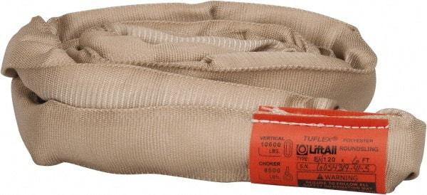 Lift-All - 6' Long x 1-7/8" Wide, Polyester Web Sling - 8,500 Lb Choker Capacity, 1-1/8" Diam Chain, Tan - Benchmark Tooling