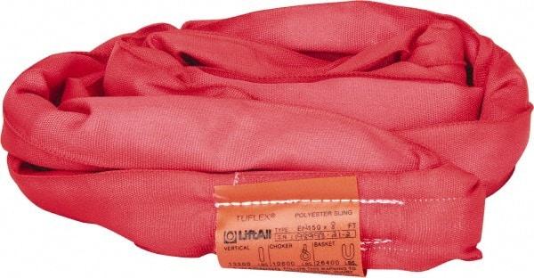 Lift-All - 8' Long x 2" Wide, Polyester Web Sling - 10,600 Lb Choker Capacity, 1-3/8" Diam Chain, Red - Benchmark Tooling