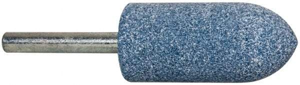 Tru-Maxx - 7/8" Head Diam x 2" Thickness, A11, Pointed Tree End, Aluminum Oxide Mounted Point - Blue, Medium Grade, 60 Grit, 25,420 RPM - Benchmark Tooling