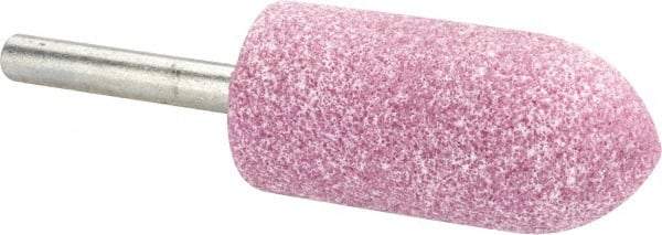 Tru-Maxx - 7/8" Head Diam x 2" Thickness, A11, Pointed Tree End, Aluminum Oxide Mounted Point - Pink, Medium Grade, 60 Grit, 25,420 RPM - Benchmark Tooling