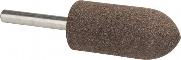 Tru-Maxx - 7/8" Head Diam x 2" Thickness, A11, Pointed Tree End, Aluminum Oxide Mounted Point - Medium Grade, 60 Grit, 25,420 RPM - Benchmark Tooling