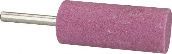 Tru-Maxx - 1" Head Diam x 2-1/2" Thickness, W223, Cylinder End, Aluminum Oxide Mounted Point - Pink, Medium Grade, 60 Grit, 12,370 RPM - Benchmark Tooling
