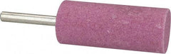 Tru-Maxx - 1" Head Diam x 2-1/2" Thickness, W223, Cylinder End, Aluminum Oxide Mounted Point - Pink, Medium Grade, 60 Grit, 12,370 RPM - Benchmark Tooling