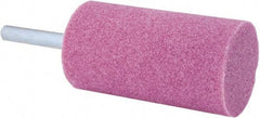 Tru-Maxx - 1-1/4" Head Diam x 2-1/2" Thickness, W233, Cylinder End, Aluminum Oxide Mounted Point - Pink, Medium Grade, 60 Grit, 14,250 RPM - Benchmark Tooling