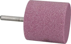 Tru-Maxx - 2" Head Diam x 2" Thickness, W244, Cylinder End, Aluminum Oxide Mounted Point - Pink, Medium Grade, 60 Grit, 11,750 RPM - Benchmark Tooling