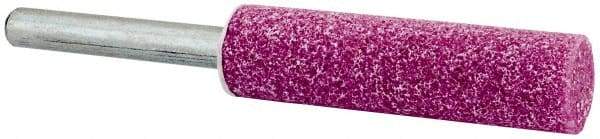 Tru-Maxx - 1/2" Head Diam x 2" Thickness, W189, Cylinder End, Aluminum Oxide Mounted Point - Pink, Medium Grade, 60 Grit, 26,830 RPM - Benchmark Tooling