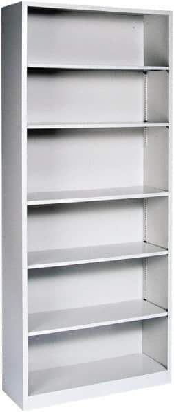 Hon - 6 Shelf, 81-1/8" High x 34-1/2" Wide Bookcase - 15-5/8" Deep, Steel, Light Gray - Benchmark Tooling