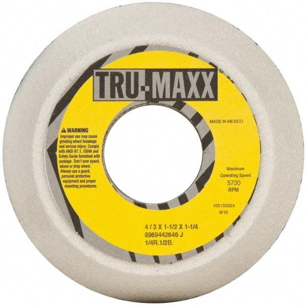 Tru-Maxx - 4" Diam, 1-1/4" Hole Size, 1-1/2" Overall Thickness, 46 Grit, Type 11 Tool & Cutter Grinding Wheel - Coarse Grade, Aluminum Oxide, J Hardness, 5,730 RPM - Benchmark Tooling