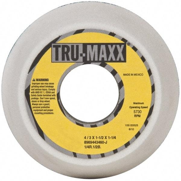Tru-Maxx - 4" Diam, 1-1/4" Hole Size, 1-1/2" Overall Thickness, 60 Grit, Type 11 Tool & Cutter Grinding Wheel - Medium Grade, Aluminum Oxide, J Hardness, 5,730 RPM - Benchmark Tooling