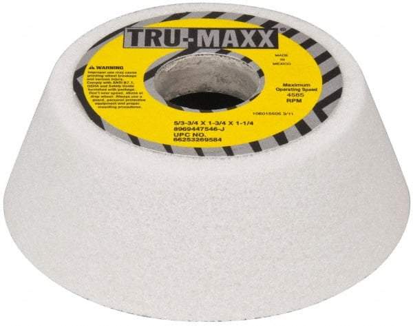 Tru-Maxx - 5" Diam, 1-3/4" Hole Size, 1-3/4" Overall Thickness, 46 Grit, Type 11 Tool & Cutter Grinding Wheel - Coarse Grade, Aluminum Oxide, J Hardness, 4,585 RPM - Benchmark Tooling