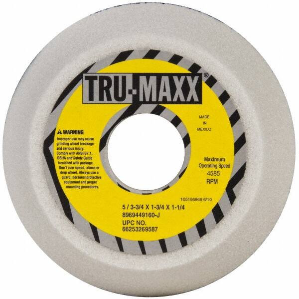 Tru-Maxx - 5" Diam, 1-3/4" Hole Size, 1-3/4" Overall Thickness, 60 Grit, Type 11 Tool & Cutter Grinding Wheel - Medium Grade, Aluminum Oxide, J Hardness, 4,585 RPM - Benchmark Tooling