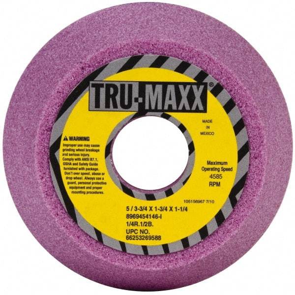 Tru-Maxx - 5" Diam, 1-1/4" Hole Size, 1-3/4" Overall Thickness, 46 Grit, Type 11 Tool & Cutter Grinding Wheel - Coarse Grade, Aluminum Oxide, I Hardness, 4,585 RPM - Benchmark Tooling