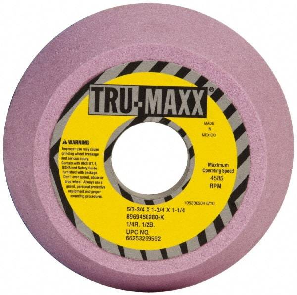 Tru-Maxx - 5" Diam, 1-1/4" Hole Size, 1-3/4" Overall Thickness, 80 Grit, Type 11 Tool & Cutter Grinding Wheel - Medium Grade, Aluminum Oxide, K Hardness, 4,585 RPM - Benchmark Tooling