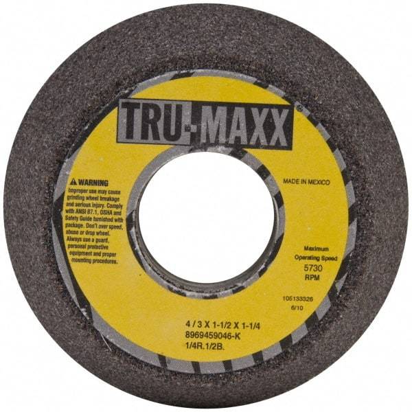 Tru-Maxx - 4" Diam, 1-1/4" Hole Size, 1-1/2" Overall Thickness, 46 Grit, Type 11 Tool & Cutter Grinding Wheel - Coarse Grade, Aluminum Oxide, K Hardness, 5,730 RPM - Benchmark Tooling