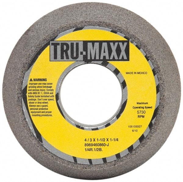 Tru-Maxx - 4" Diam, 1-1/4" Hole Size, 1-1/2" Overall Thickness, 60 Grit, Type 11 Tool & Cutter Grinding Wheel - Medium Grade, Aluminum Oxide, J Hardness, 5,730 RPM - Benchmark Tooling