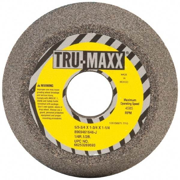 Tru-Maxx - 5" Diam, 1-1/4" Hole Size, 1-3/4" Overall Thickness, 46 Grit, Type 11 Tool & Cutter Grinding Wheel - Coarse Grade, Aluminum Oxide, J Hardness, 4,585 RPM - Benchmark Tooling