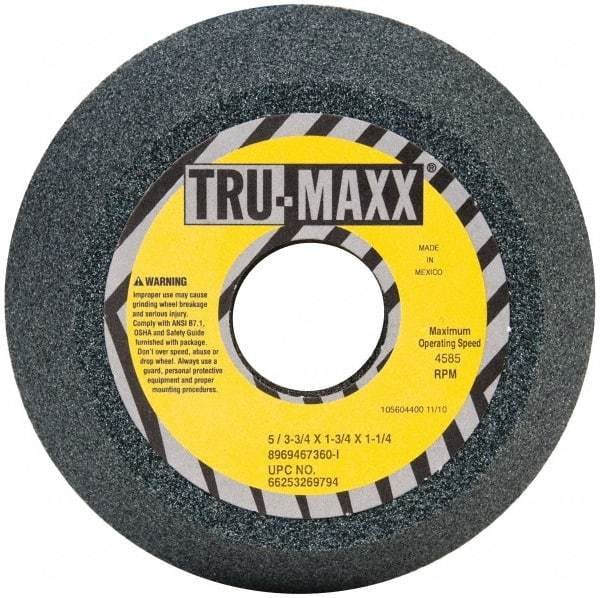 Tru-Maxx - 5" Diam, 1-1/4" Hole Size, 1-3/4" Overall Thickness, 60 Grit, Type 11 Tool & Cutter Grinding Wheel - Medium Grade, Aluminum Oxide, I Hardness, 4,585 RPM - Benchmark Tooling