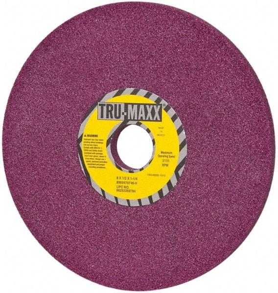 Tru-Maxx - 8" Diam x 1-1/4" Hole x 1/2" Thick, H Hardness, 46 Grit Surface Grinding Wheel - Aluminum Oxide, Type 1, Coarse Grade, 3,105 Max RPM, No Recess - Benchmark Tooling