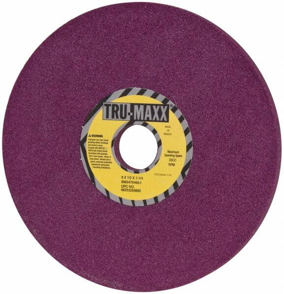 Tru-Maxx - 8" Diam x 1-1/4" Hole x 1/2" Thick, I Hardness, 60 Grit Surface Grinding Wheel - Aluminum Oxide, Type 1, Medium Grade, 3,600 Max RPM, No Recess - Benchmark Tooling