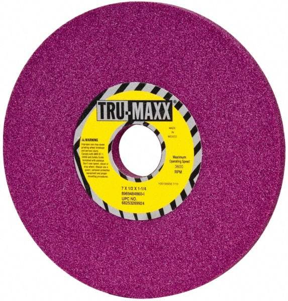 Tru-Maxx - 7" Diam x 1-1/4" Hole x 1/2" Thick, I Hardness, 60 Grit Surface Grinding Wheel - Aluminum Oxide, Type 1, Medium Grade, 3,600 Max RPM, No Recess - Benchmark Tooling