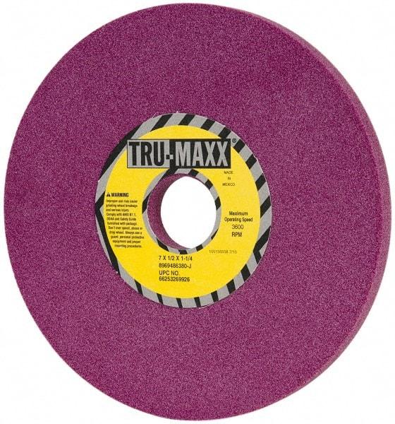 Tru-Maxx - 7" Diam x 1-1/4" Hole x 1/2" Thick, J Hardness, 80 Grit Surface Grinding Wheel - Aluminum Oxide, Type 1, Medium Grade, 3,600 Max RPM, No Recess - Benchmark Tooling