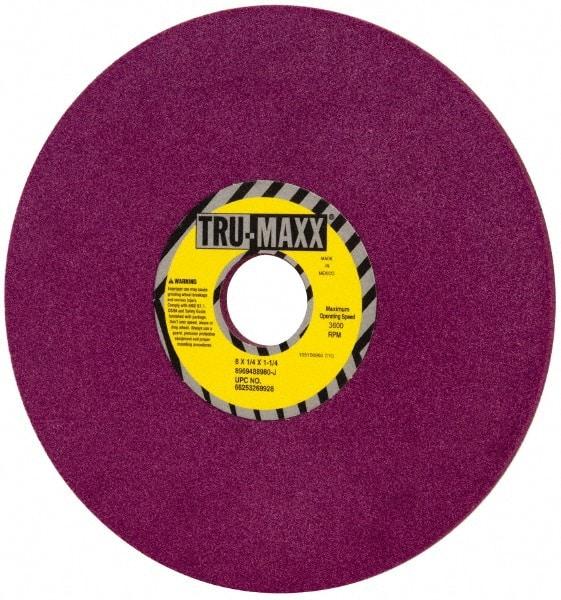 Tru-Maxx - 8" Diam x 1-1/4" Hole x 1/4" Thick, J Hardness, 80 Grit Surface Grinding Wheel - Aluminum Oxide, Type 1, Medium Grade, 3,600 Max RPM, No Recess - Benchmark Tooling