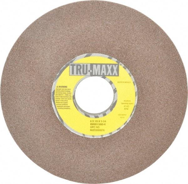 Tru-Maxx - 6" Diam, 1-1/4" Hole Size, 1/2" Overall Thickness, 80 Grit, Type 12 Tool & Cutter Grinding Wheel - Medium Grade, Aluminum Oxide, K Hardness, 4,140 RPM - Benchmark Tooling