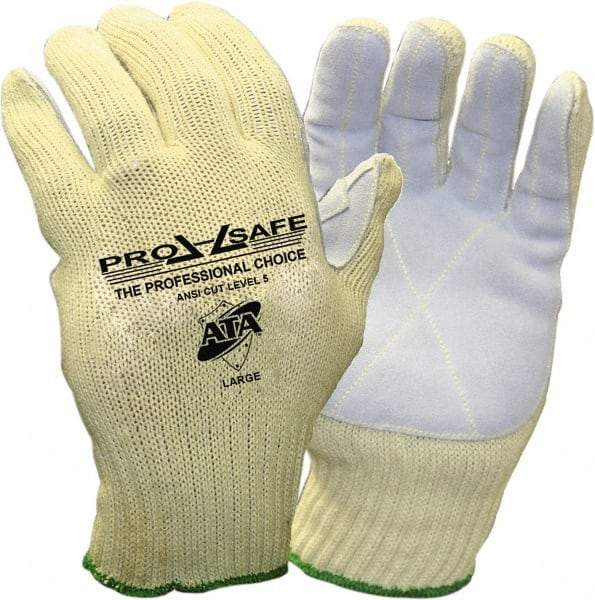 PRO-SAFE - Size S, ANSI Cut Lvl 5, Puncture Lvl 3, Abrasion Lvl 4, Cut & Puncture Resistant Gloves - Yellow/Gray - Benchmark Tooling