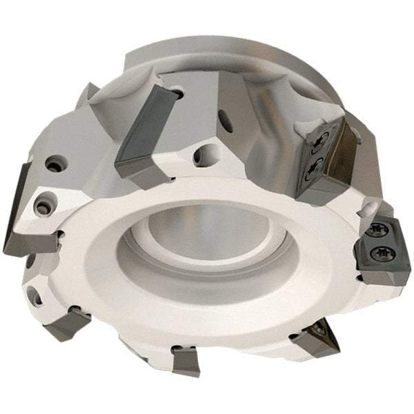 Iscar - 3 Inserts, 50mm Cut Diam, 22mm Arbor Diam, 21mm Max Depth of Cut, Indexable Square-Shoulder Face Mill - 0/90° Lead Angle, 50mm High, HP AD.. 2207 Insert Compatibility, Through Coolant, Series Heliplus - Benchmark Tooling