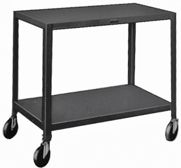 Made in USA - 500 Lb Capacity, 24" Wide x 48" Long x 34-1/2" High Service Cart - 2 Shelf, Steel, Swivel Casters - Benchmark Tooling