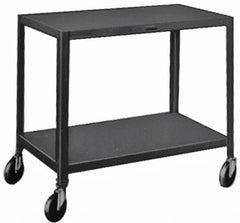 Made in USA - 500 Lb Capacity, 24" Wide x 36" Long x 34-1/2" High Service Cart - 2 Shelf, Steel, Swivel Casters - Benchmark Tooling