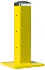 Steel King - Double 42 Inch High Corner Steel Guard Rail Mount Post - Yellow, 10 Inch Mounted Length x 10 Inch Mounted Width For Use with Steel King Railing - Benchmark Tooling